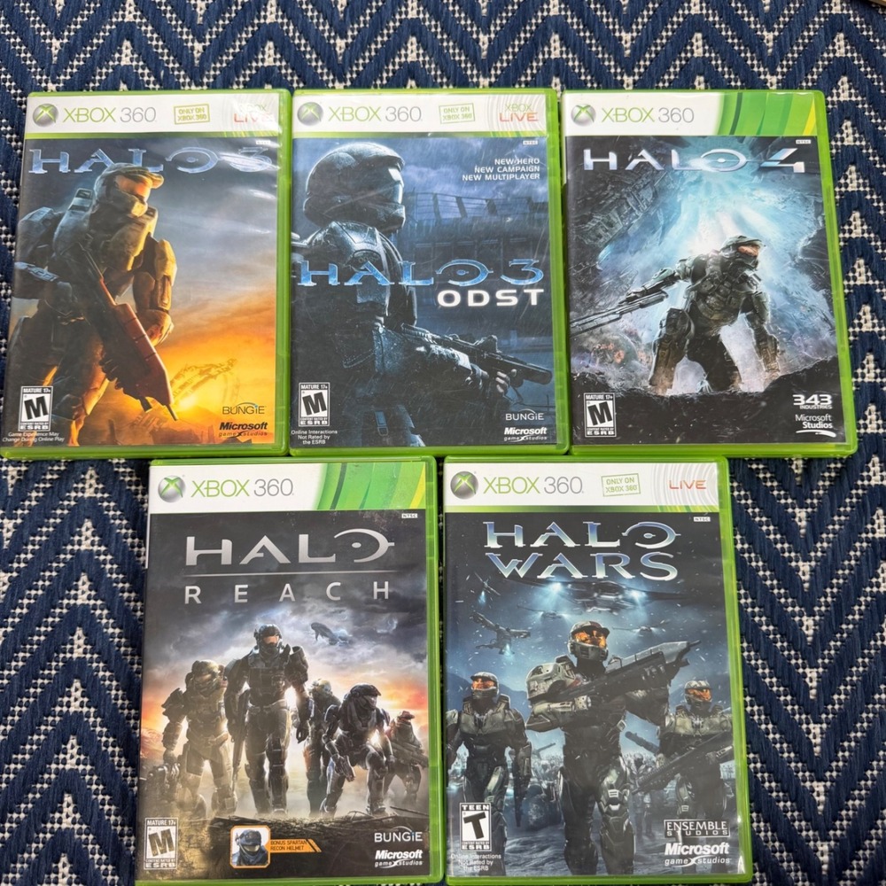 Microsoft Halo Xbox 360 Game Lot of 5 Reach Halo 3 ODST Halo 4 Halo Wars Bundle